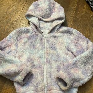 Girls fuzzy tie dye jacket